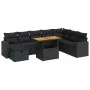 Set sofás jardín y cojines 9 pzas ratán sintético acacia negro by , Garden sets - Ref: Foro24-3328014, Price: 617,28 €, Disco...