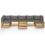 Muebles de jardín 8 pzas cojines madera maciza de acacia de vidaXL, Conjuntos de jardín - Ref: Foro24-3057630, Precio: 974,92...