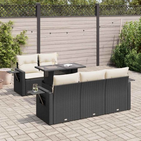 Set de sofás de jardín 6 piezas y cojines ratán sintético negro von , Gartensets - Ref: Foro24-3326407, Preis: 464,65 €, Raba...