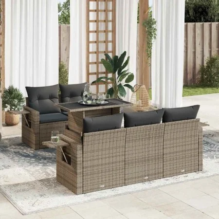Set de muebles de jardín 6 pzas y cojines ratán sintético gris von , Gartensets - Ref: Foro24-3326411, Preis: 475,51 €, Rabat...