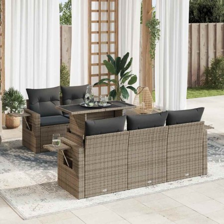 Set de muebles de jardín 6 pzas y cojines ratán sintético gris by , Garden sets - Ref: Foro24-3326411, Price: 482,09 €, Disco...