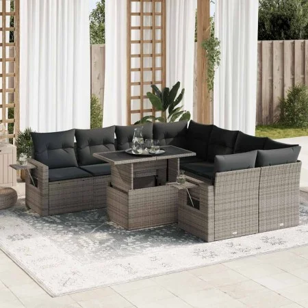 Set de sofás de jardín con cojines 9 pzas ratán sintético gris by , Garden sets - Ref: Foro24-3326451, Price: 607,50 €, Disco...