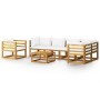 Gartenmöbel 7 Stück creme Kissen massives Akazienholz von vidaXL, Gartensets - Ref: Foro24-3057660, Preis: 695,50 €, Rabatt: %