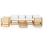 7-piece garden furniture set with cream cushions made of solid acacia wood. by vidaXL, Garden sets - Ref: Foro24-3057660, Pri...