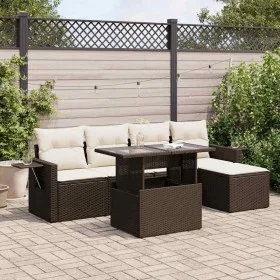 Set sofás de jardín 6 piezas y cojines ratán sintético marrón von , Gartensets - Ref: Foro24-3326464, Preis: 426,05 €, Rabatt: %
