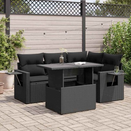 Set de muebles de jardín 5 pzas y cojines ratán sintético negro von , Gartensets - Ref: Foro24-3326466, Preis: 419,01 €, Raba...