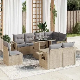Set de sofás de jardín con cojines 9 pzas ratán sintético beige by , Garden sets - Ref: Foro24-3326500, Price: 691,79 €, Disc...