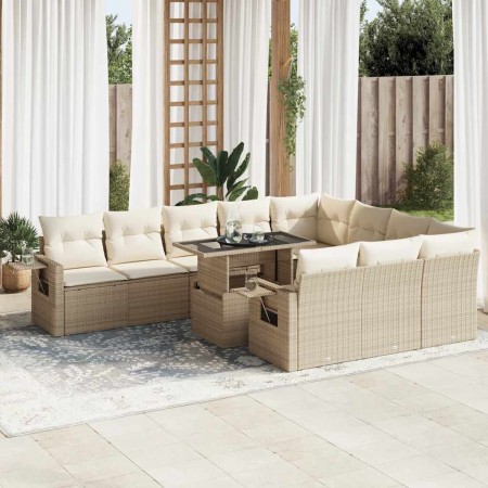 Set de sofás de jardín 11pzas con cojines ratán sintético beige von , Gartensets - Ref: Foro24-3326549, Preis: 811,06 €, Raba...
