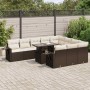 Set de sofás de jardín 11 pzas cojines ratán sintético marrón