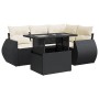 Set de muebles de jardín 5 pzas y cojines ratán sintético negro von , Gartensets - Ref: Foro24-3326627, Preis: 386,50 €, Raba...