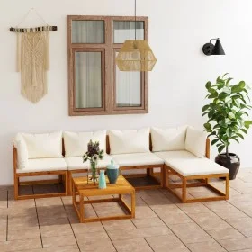 Gartenmöbel 6 Stk. cremefarbene Kissen massives Akazienholz von vidaXL, Gartensets - Ref: Foro24-3057655, Preis: 583,17 €, Ra...