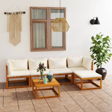 Gartenmöbel 6 Stk. cremefarbene Kissen massives Akazienholz von vidaXL, Gartensets - Ref: Foro24-3057655, Preis: 552,24 €, Ra...