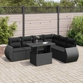 Set de sofás de jardín 7 pzas con cojines ratán sintético negro by , Garden sets - Ref: Foro24-3326646, Price: 503,17 €, Disc...