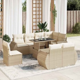 Set de sofás de jardín con cojines 9 pzas ratán sintético beige by , Garden sets - Ref: Foro24-3326659, Price: 777,13 €, Disc...