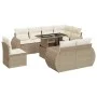 Set de sofás de jardín con cojines 9 pzas ratán sintético beige by , Garden sets - Ref: Foro24-3326659, Price: 822,63 €, Disc...