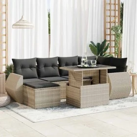 Set de sofás de jardín 7 pzas con cojines ratán PE gris claro von , Gartensets - Ref: Foro24-3326673, Preis: 550,95 €, Rabatt: %