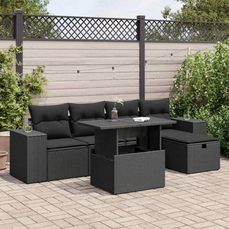 Set de sofás de jardín 6 piezas y cojines ratán sintético negro von , Gartensets - Ref: Foro24-3327925, Preis: 441,20 €, Raba...