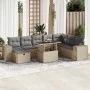 Set de sofás de jardín con cojines 9 pzas ratán sintético beige by , Garden sets - Ref: Foro24-3327959, Price: 643,02 €, Disc...