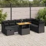 Set sofás jardín y cojines 9 pzas ratán sintético acacia negro von , Gartensets - Ref: Foro24-3327986, Preis: 583,96 €, Rabat...