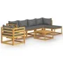 Muebles de jardín 7 pzas cojines madera maciza de acacia de vidaXL, Conjuntos de jardín - Ref: Foro24-3057606, Precio: 818,60...