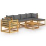 Muebles de jardín 7 pzas cojines madera maciza de acacia de vidaXL, Conjuntos de jardín - Ref: Foro24-3057606, Precio: 734,26...