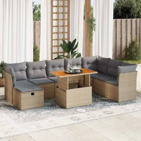 Set sofás jardín y cojines 9 pzas ratán sintético acacia beige by , Garden sets - Ref: Foro24-3327990, Price: 603,52 €, Disco...