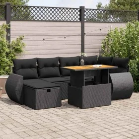 Set sofás jardín y cojines 8 pzas ratán sintético acacia negro by , Garden sets - Ref: Foro24-3328056, Price: 491,82 €, Disco...