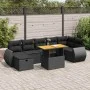 Set sofás jardín y cojines 5 pzas ratán sintético acacia negro by , Garden sets - Ref: Foro24-3328063, Price: 527,52 €, Disco...