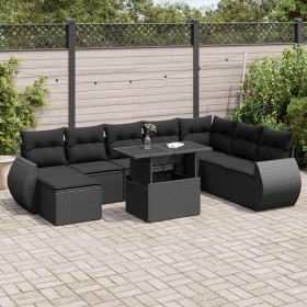 Set de sofás de jardín con cojines 9 pzas ratán sintético negro by , Garden sets - Ref: Foro24-3326686, Price: 611,56 €, Disc...