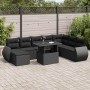 Set de sofás de jardín con cojines 9 pzas ratán sintético negro von , Gartensets - Ref: Foro24-3326686, Preis: 611,56 €, Raba...