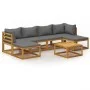 Muebles de jardín 7 pzas cojines madera maciza de acacia de vidaXL, Conjuntos de jardín - Ref: Foro24-3057621, Precio: 690,10...