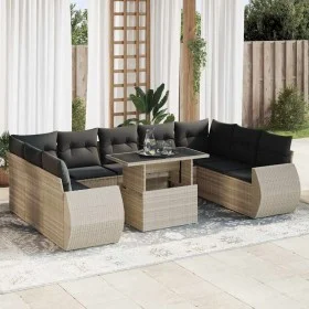 Set sofás jardín 10 pzas con cojines ratán sintético gris claro by , Garden sets - Ref: Foro24-3326703, Price: 803,11 €, Disc...