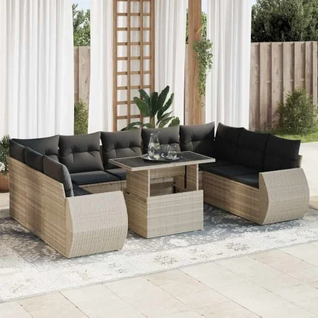 Set sofás jardín 10 pzas con cojines ratán sintético gris claro by , Garden sets - Ref: Foro24-3326703, Price: 803,11 €, Disc...