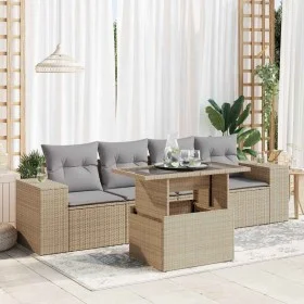 Juego de sofás jardín con cojines 5 pzas ratán sintético beige by , Garden sets - Ref: Foro24-3326720, Price: 404,76 €, Disco...