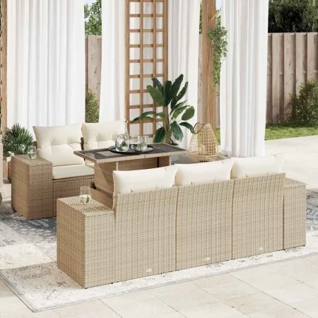 Juego de sofás jardín con cojines 6 pzas ratán sintético beige by , Garden sets - Ref: Foro24-3326729, Price: 592,60 €, Disco...