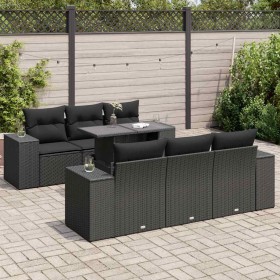 Set de sofás de jardín 7 pzas con cojines ratán sintético negro by , Garden sets - Ref: Foro24-3326736, Price: 569,51 €, Disc...