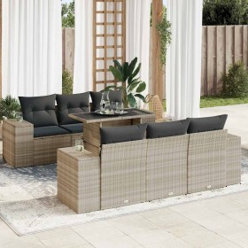 Set de sofás de jardín 7 pzas con cojines ratán PE gris claro de , Conjuntos de jardín - Ref: Foro24-3326743, Precio: 561,96 ...