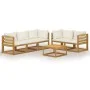 Garden furniture set, 6 pieces, cream cushions, solid acacia wood. by vidaXL, Garden sets - Ref: Foro24-3057641, Price: 548,7...