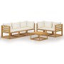 Muebles de jardín 6 pzas cojines crema madera maciza de acacia de vidaXL, Conjuntos de jardín - Ref: Foro24-3057641, Precio: ...