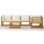 Garden furniture set, 6 pieces, cream cushions, solid acacia wood. by vidaXL, Garden sets - Ref: Foro24-3057641, Price: 548,7...