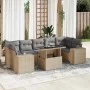 Set de sofás de jardín y cojines 8 piezas ratán sintético beige by , Garden sets - Ref: Foro24-3326760, Price: 603,23 €, Disc...