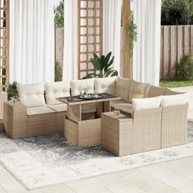 Set de sofás de jardín con cojines 9 pzas ratán sintético beige von , Gartensets - Ref: Foro24-3326769, Preis: 714,43 €, Raba...