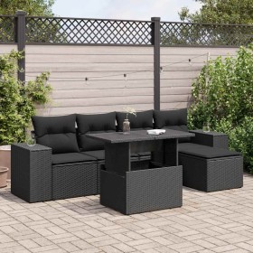 Set de sofás de jardín 6 piezas y cojines ratán sintético negro de , Conjuntos de jardín - Ref: Foro24-3326776, Precio: 440,7...