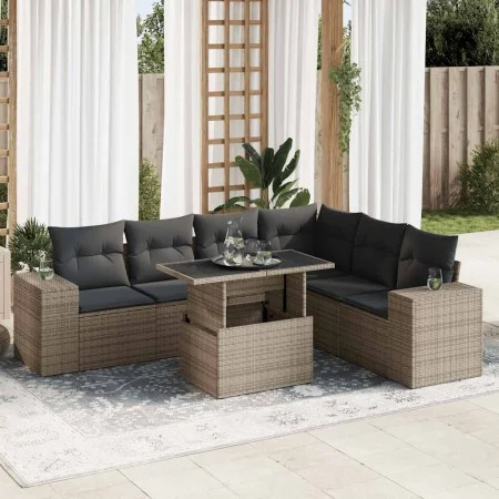 Set de sofás de jardín 7 pzas con cojines ratán sintético gris by , Garden sets - Ref: Foro24-3326811, Price: 494,84 €, Disco...
