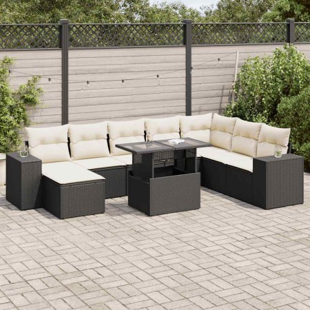Set de sofás de jardín con cojines 9 pzas ratán sintético negro von , Gartensets - Ref: Foro24-3326847, Preis: 577,85 €, Raba...