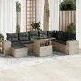 Set muebles jardín 9 pzas y cojines ratán sintético gris claro de , Conjuntos de jardín - Ref: Foro24-3326853, Precio: 687,81...