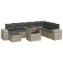 Set muebles jardín 9 pzas y cojines ratán sintético gris claro de , Conjuntos de jardín - Ref: Foro24-3326853, Precio: 687,81...