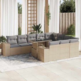 Set de sofás de jardín 11pzas con cojines ratán sintético beige von , Gartensets - Ref: Foro24-3326870, Preis: 792,44 €, Raba...