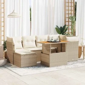 Set sofás de jardín 7 piezas y cojines ratán sintético beige by , Garden sets - Ref: Foro24-3326949, Price: 519,04 €, Discoun...