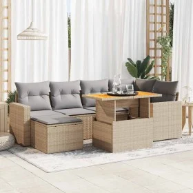 Set sofás de jardín 7 piezas y cojines ratán sintético beige by , Garden sets - Ref: Foro24-3327062, Price: 529,85 €, Discoun...